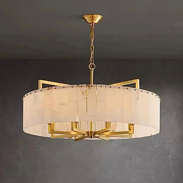 Extra-Large Alabaster Chandelier – Round Sputnik Design | LINKORI
