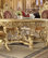 GRAND REGAL STYLE METALLIC BRIGHT GOLD FINISH 5 PIECE ROUND DINING TABLE SET