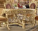 GRAND REGAL STYLE METALLIC BRIGHT GOLD FINISH 5 PIECE ROUND DINING TABLE SET