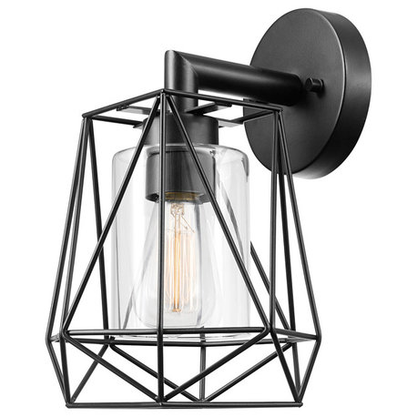 Sansa 1-Light Black Outdoor/Indoor Wall Sconce