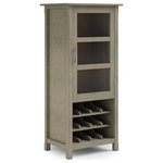 Decor Love - Tall Sideboard, Wine Rack and Door Cabinet With Glass Insert, Distressed Grey - - DIMENSIONS: 17" D x 22.4" W x 50" H