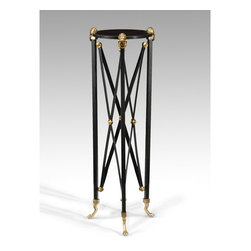 Wildwood Lamps 40" Brass Plant Stand with Black Marble - Plant Stands And Telephone Tables