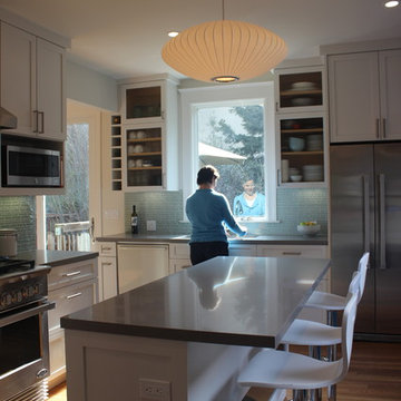Vibrant Blue & White Family-Friendly Kitchen