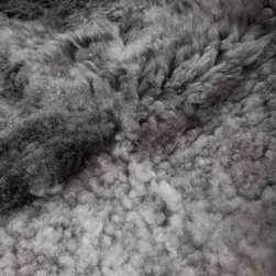 Authentic Handsawn Multi-Sheepskin Round Area Rug, Gray, White, 6'7" - Area Rugs