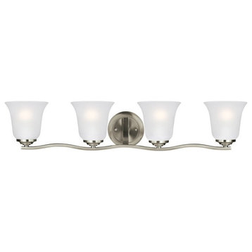 4 Light Wall Bath Sconce-Brushed Nickel Finish-Incandescent Lamping Type