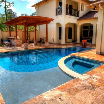 Rectangular Pool 3 - disappearing fountain and pergola