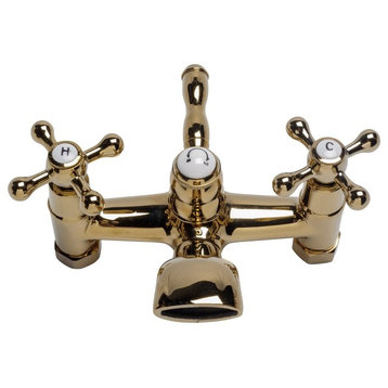 Tub Shower Faucet Part Gold PVD Brass Cross Handles Renovators Supply
