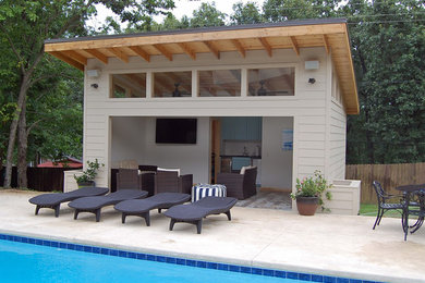 Guesthouse - mid-sized contemporary detached guesthouse idea in Other