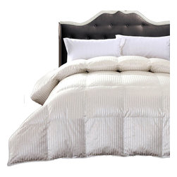 Royal Hotel - Baffle Box Silk Stripe Down Comforter, 900 TC, Full/Queen - Comforters And Comforter Sets