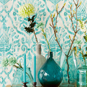 Argos Teal Damask Wallpaper