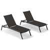 Eiland Armless Chaise Lounge, Carbon and Ninja, Set of 2