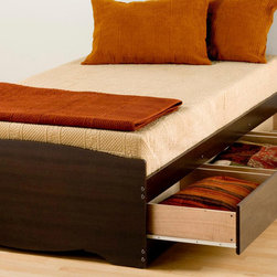Prepac Platform Storage Bed in Espresso - Platform Beds