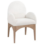Meridian Furniture - Waldorf Chenille Upholstered Dining Chair, Black, Chenille, Natural Finish, Cream, Arm Chair, Boucle Fabric, Natural Finish - The Waldorf Boucle Fabric Dining Arm Chair exudes elegance and comfort. Crafted with solid ash wood, this dining chair boasts a sturdy and durable construction. The natural finished legs provide a warm and welcoming touch to the overall design. The plush cream boucle fabric on the seat and backrest of the chair offers a soft and cozy seating experience, making it an ideal choice for long dinner conversations with family and friends.