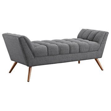 Response Medium Upholstered Fabric Bench, Gray