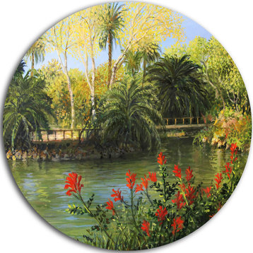 Garden Of Eden, Landscape Large Disc Metal Wall Art, 11"
