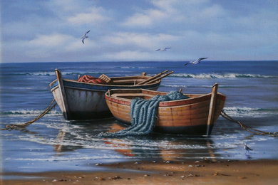 Barcas en la Orilla - Díaz. 69 x 60 cm