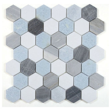 Mosaics Marble Hexagon Tile for Floors Walls, Deep Blue