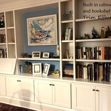 Built in Bookshelf with recessed panel cabinets.