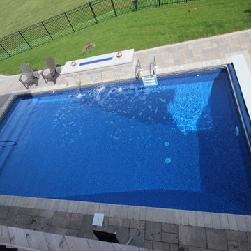 Rectangle Pool with Polymer Walls and a Vinyl Liner + Coverstar Automatic Cover