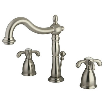 Kingston Brass Widespread Bathroom Faucet With Retail Pop-Up, Brushed Nickel