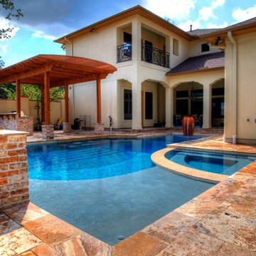 Rectangular Pool 3 - disappearing fountain and pergola