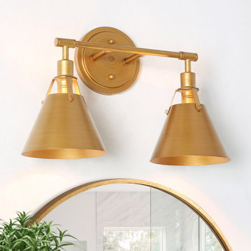 LNC Modern 2-Light Gold Modern Bathroom Vanity Light, Wall Sconce