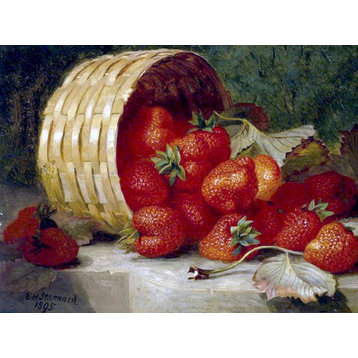 Strawberries in A Wicker Basket Accent Tile Mural Kitchen Backsplash, 6"x8"