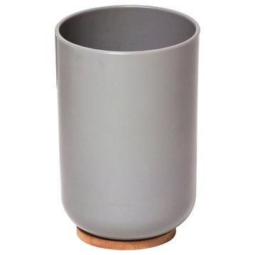 Gray PADANG Vanity Bath Tumbler Cup or Toothbrush Holder with Bamboo Base 10 FL