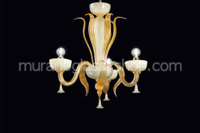 2632 Series Chandeliers - milk and ivory with Gold