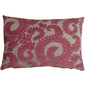 Pillow Decor - Brackendale Ferns Pink Rectangular Throw Pillow