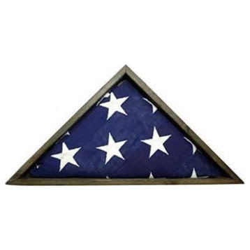 Rustic Weathered Grey Reclaimed Wood Triangle Wooden Display Flag Case