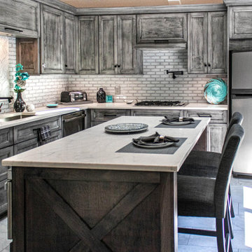 Grey Kitchen with Custom Amish Built Kitchen Cabinetry