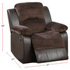 Padded Suede Upholstered Rocker Recliner, Chocolate