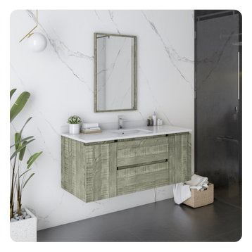 Fresca Formosa Wall Hung Modern Bathroom Vanity with Mirror, Sage Gray, 48"
