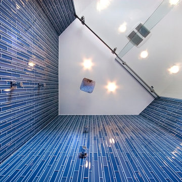 A beautiful, blue bathroom by Partners 4, Design in Minneapolis.