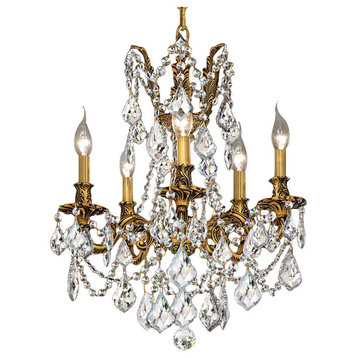Versailles Tuscan Gold Chandelier, Clear, French Cut, European, LED Bulb