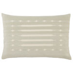 Jaipur Living - Jaipur Living Ikenna Tribal Lumbar Pillow, Light Gray/Cream, Down Fill - The Emani pillow collection offers effortless, global style in an assortment of chic, desert neutral tones. Woven of natural cotton, the Ikenna lumbar pillow features a unique tribal design with simple, geometric accents. The light gray and cream colorway of this kilim-inspired pillow is versatile and perfect for any contemporary decorating palette.