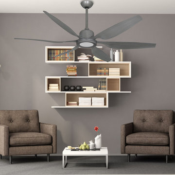 66 inch Titan II Brushed Nickel Ceiling Fan with LED Light and Contoured Blades