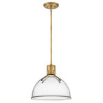 HInkley - Hinkley Argo 14" Sm. LED Pendant Light, Heritage Brass + Clear Seedy Glass shade - Argo is brilliantly basic in design but has all the right details to make it shine. The smooth lines of its dome have a vintage, industrial feel, but modern updates make Argo contemporary. Heavy straps and decorative screws secure the dome to the cap in this clean and stylish profile.