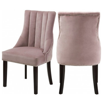 Oxford Velvet Upholstered Dining Chair (Set of 2), Pink