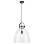 Innovations Lighting - 1-Light Mini Pendant, Matte Black, Clear - The Newton is a modern industrial collection that incorporates Exceptional architectural details and heavy metal design. These fixtures come together with a cone, bell, or sphere shaped shade, in metal or glass. Making this collection perfect for creating a truly exceptional space.