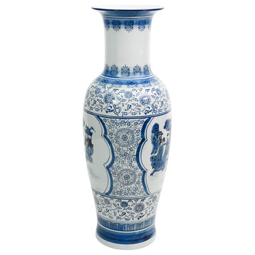 36" Ladies Blue and White Porcelain Tung Chi Vase