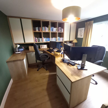 Fitted Home Office | Essex | Oak Desk, Shelves, Cupboards and Drawers