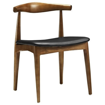 Hawthorne Collections 18" Modern Leather Dining Side Chair in Black