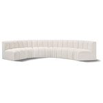 Meridian Furniture - Arc Boucle Fabric Upholstered 6-Pc. U-Shaped Modular Sectional, Cream - Give your living room or den the perfect blend of style and versatility with this Arc boucle fabric curved modular Sectional. Part of the Arc modular furniture collection, this Sectional comes upholstered in rich cream boucle fabric and features deep channel tufting that adds a touch of luxury while enhancing comfort and support. A seamless combination of form and function, this chair can be used with other Arc pieces to create a myriad of configurations in your well-curated room.