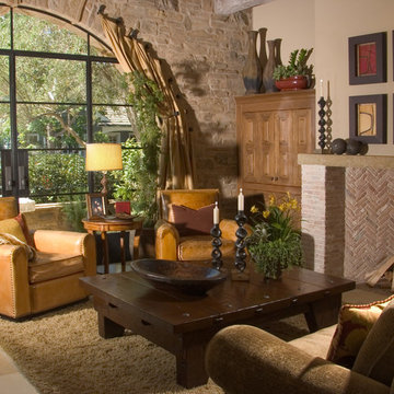 Tuscan Living Room Stone Accent Wall