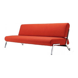 "Innovation" Debonair Mixed Dance Orange Sofa Bed / Chrome Legs - Sofas