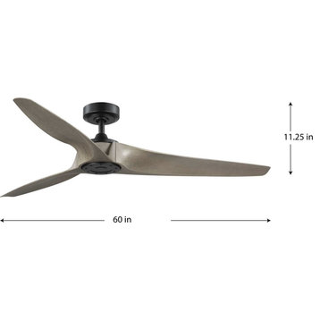 Manvel 60" 5-Blade Grey Weathered Wood DC Transitional Ceiling Fan