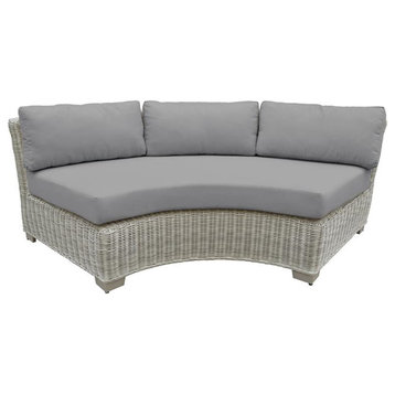 Afuera Living Curved Armless Wicker Outdoor Patio Sofa in Grey