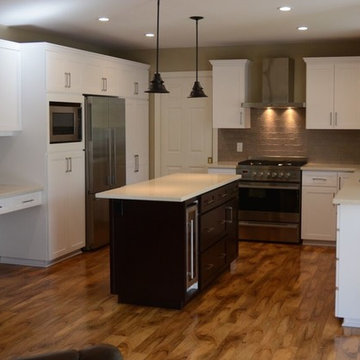 Cabinet Refacing Done in Maple With a Satin White Finish
